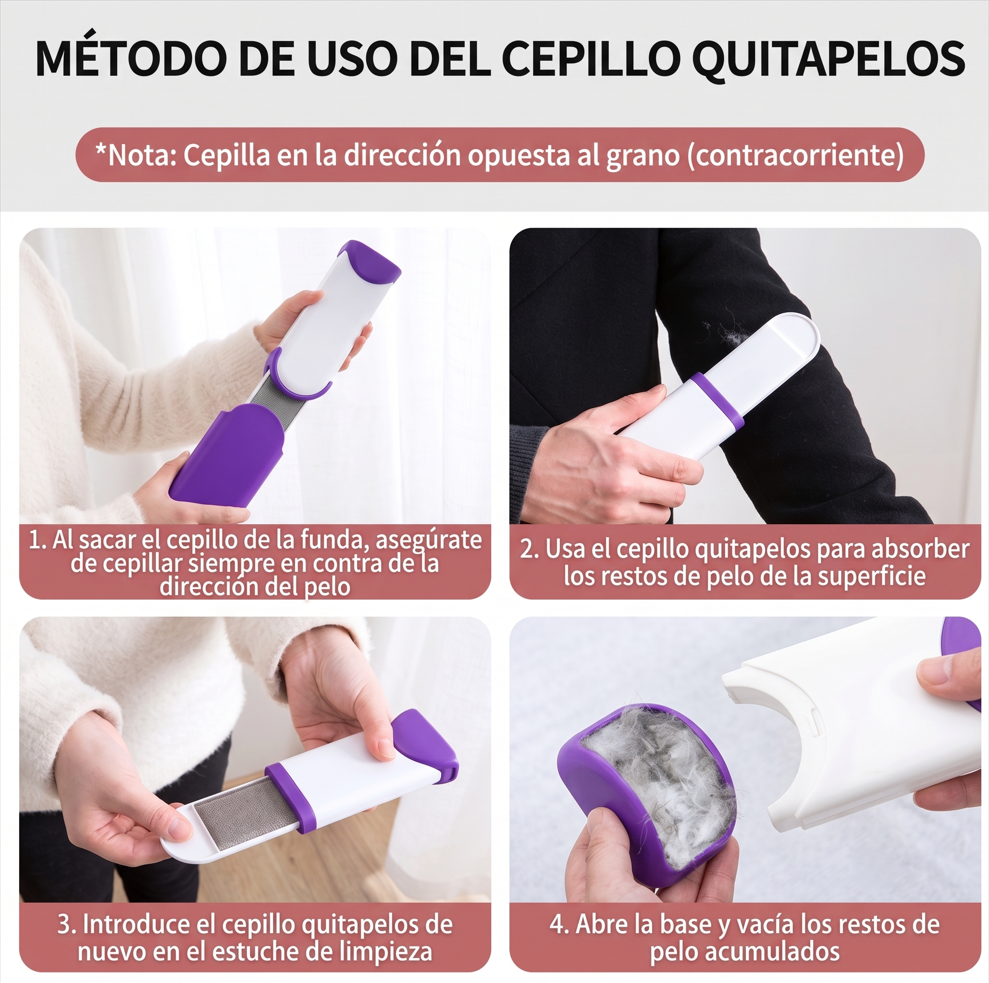 Mino Lint™ - Cepillo Quita-Pelos Estático con Base Autolimpiable