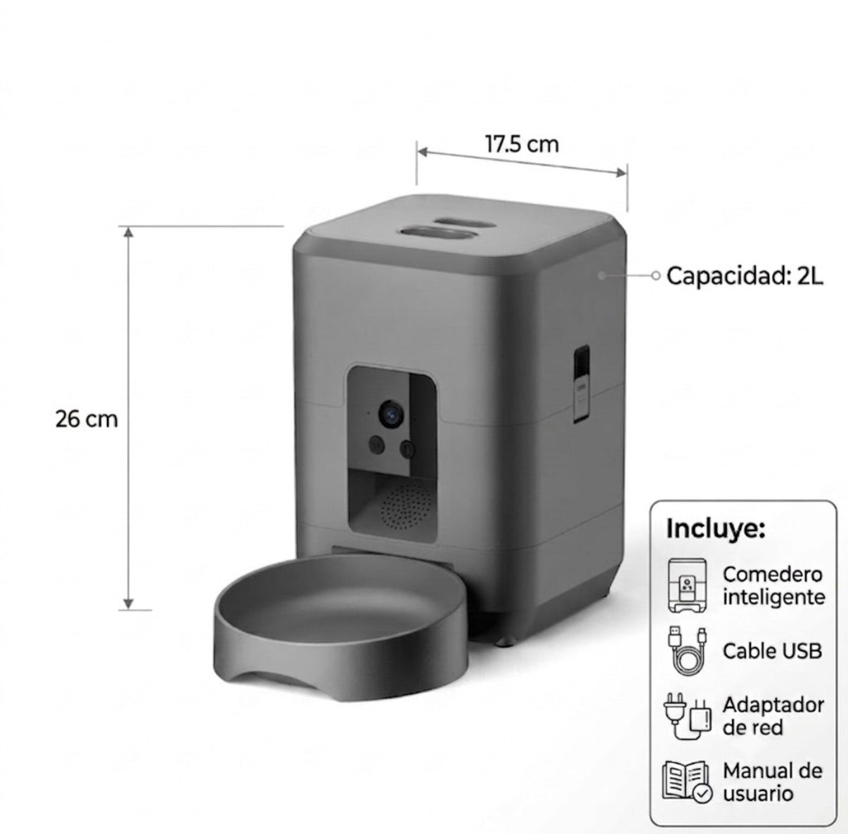 Mino Feeder™ Comedero Automático para Gatos y Perros con Cámara HD y App WiFi – Dispensador de Pienso Programable 2L