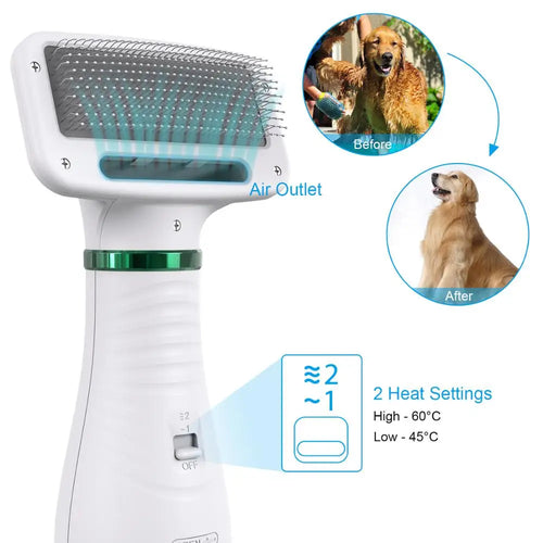 Mino Dry™ - Secador y Cepillo de Aseo 2 en 1 para Mascotas